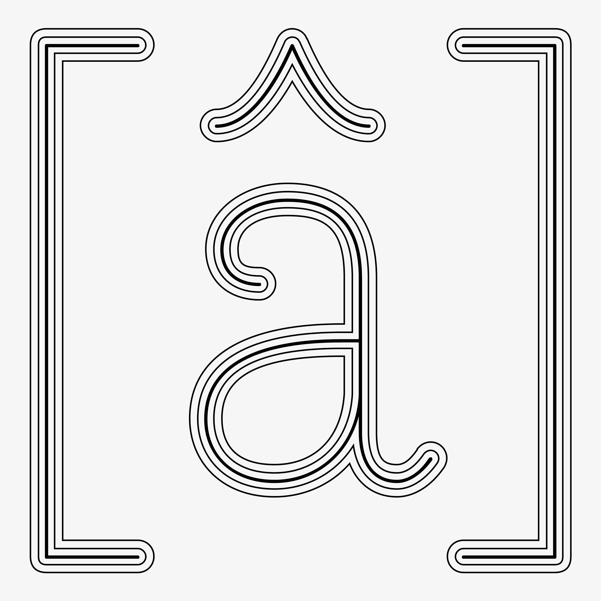 Mononi 字体字重分布，以其骨架结构为中心。